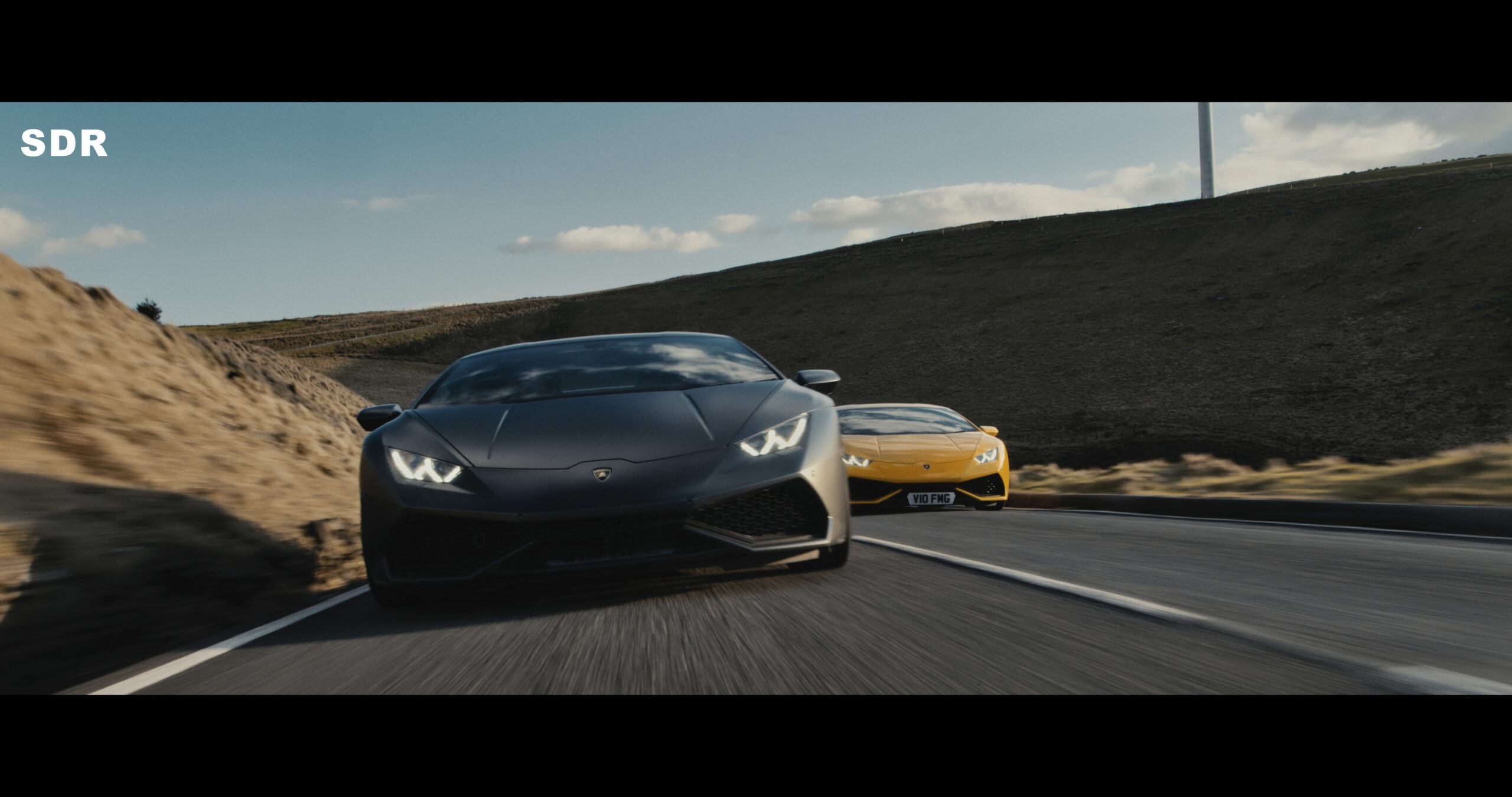 Two lambourghinis racing